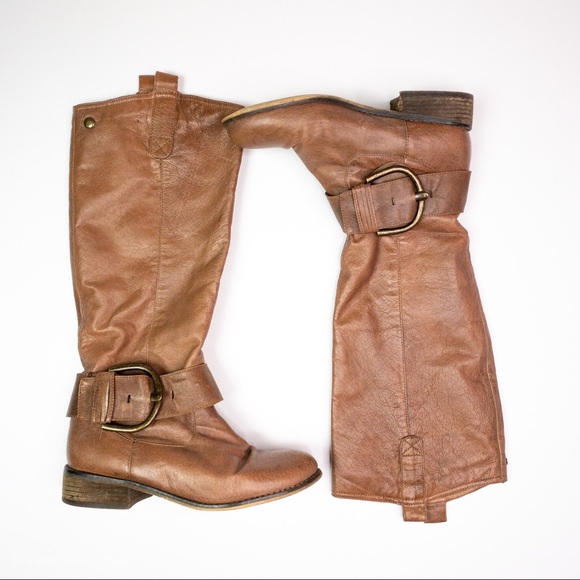 Steve Madden Shoes - Steve Madden Faux Leather Knee High Boots Brown